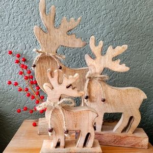 Rustic Wooden Reindeer- set of 3